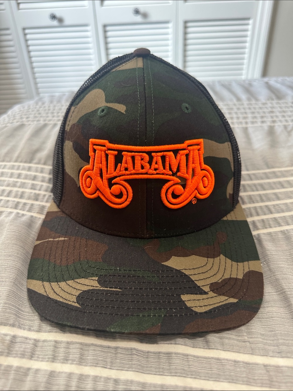 Alabama Camo Mesh Trucker Hat with Orange Logo
